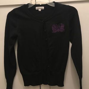 Hand embroidered pinup skull cardigan